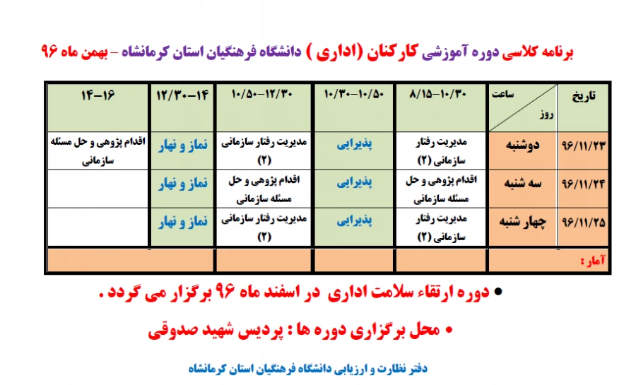 اطلاعیه برگزاری دوره های آموزشی کارکنان 4